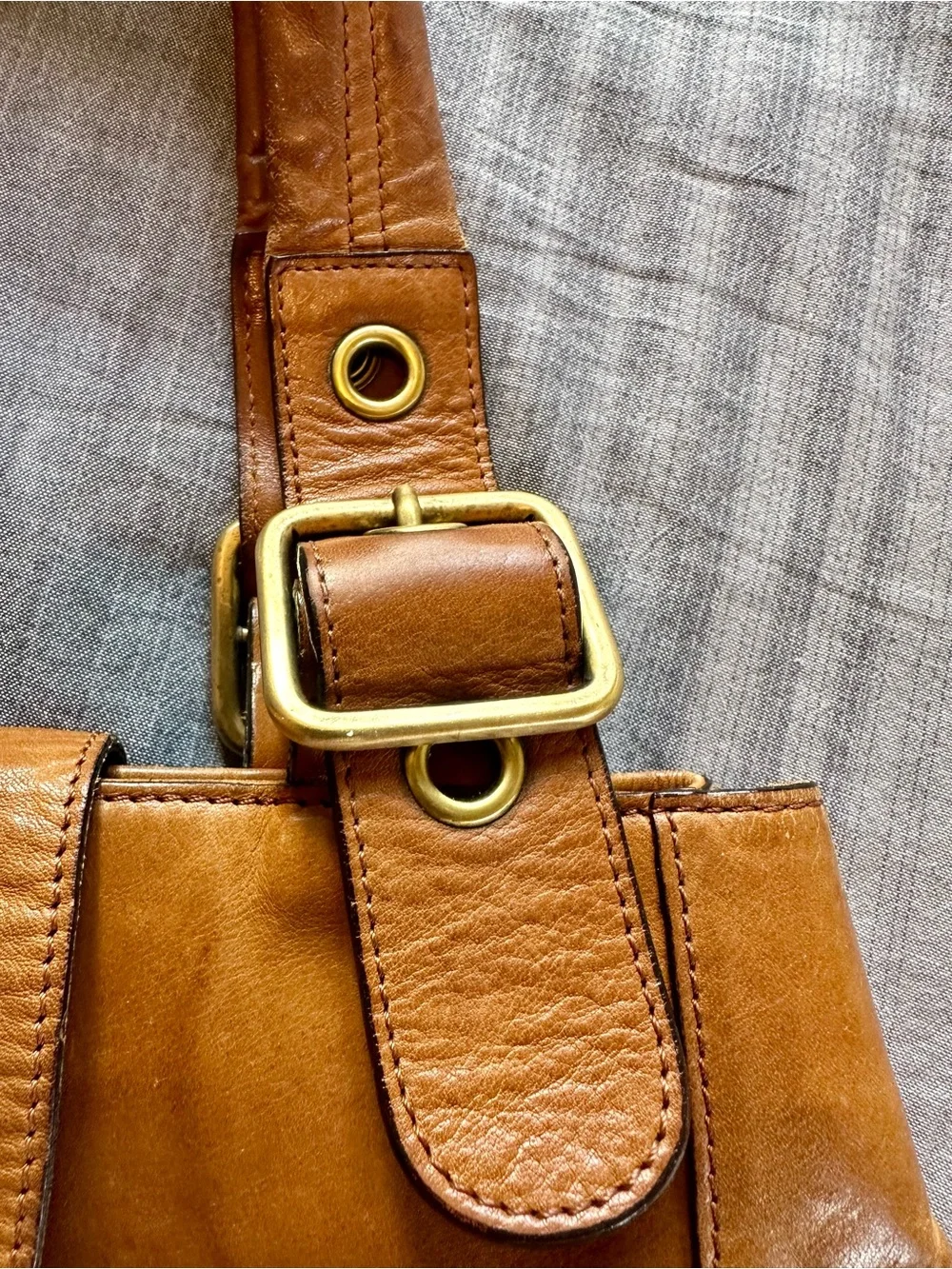 Chloe Cognac Leather Shoulder Bag with Gold Hardware